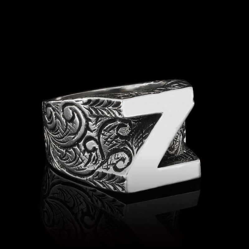 Silver Alphabet Z Ring - view 4