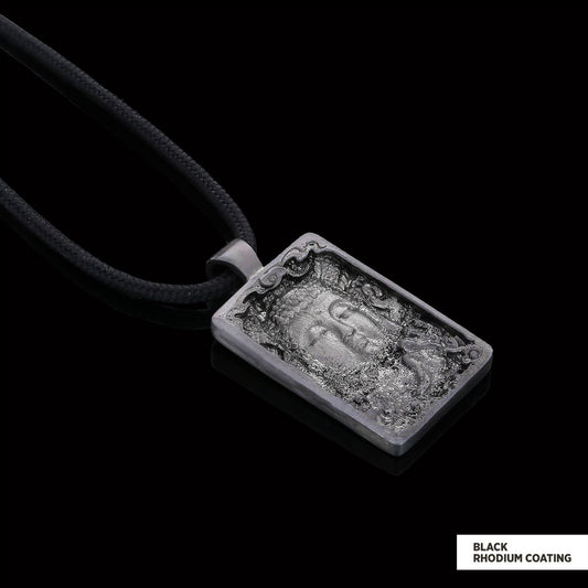 Silver Buddha Pendant Black Rhodium Coating