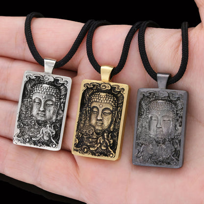 Silver Buddha Pendant Black Rhodium Coating by SWISS PLUS - Buddhist Jewelry Collection - view 3