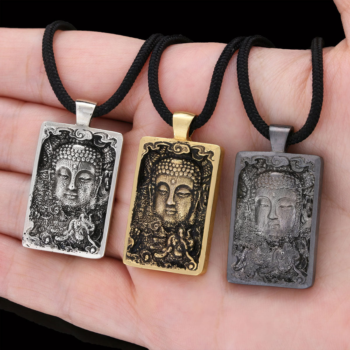 Silver Buddha Pendant Black Rhodium Coating