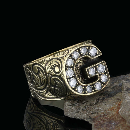 925 Sterling Silver Celtic Letter G Ring by SWISS PLUS - Letter Collection