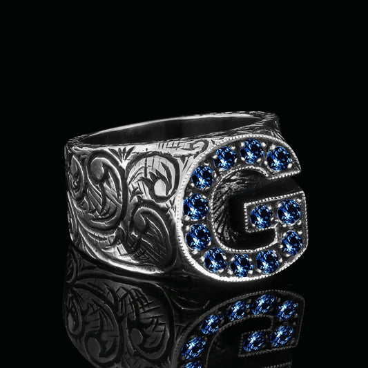 925 Sterling Silver Celtic Letter G Ring by SWISS PLUS - Letter Collection - view 2