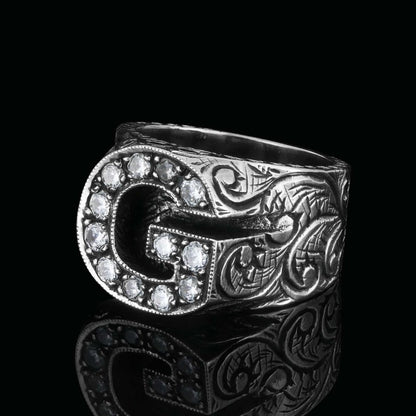 925 Sterling Silver Celtic Letter G Ring by SWISS PLUS - Letter Collection - view 4