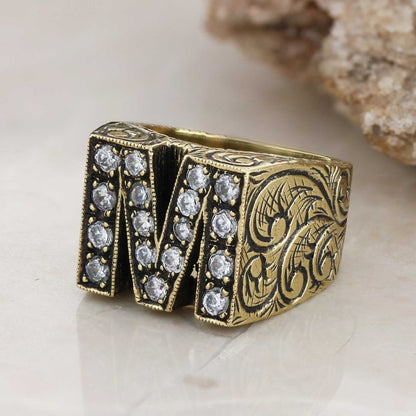 Special Design Sterling Silver Celtic Letter M Ring by SWISS PLUS - Letter Collection