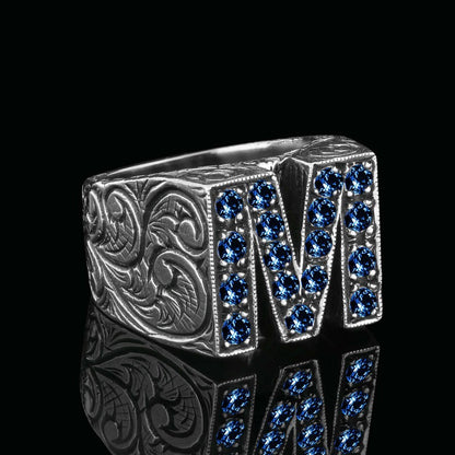 Special Design Sterling Silver Celtic Letter M Ring by SWISS PLUS - Letter Collection - view 2