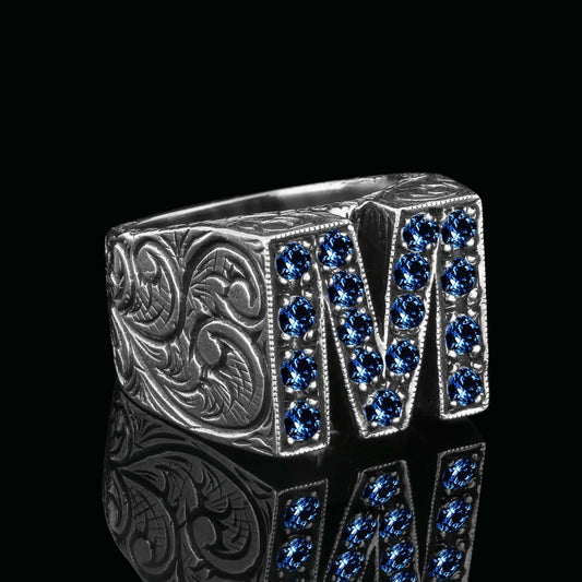 Special Design Sterling Silver Celtic Letter M Ring by SWISS PLUS - Letter Collection - view 2