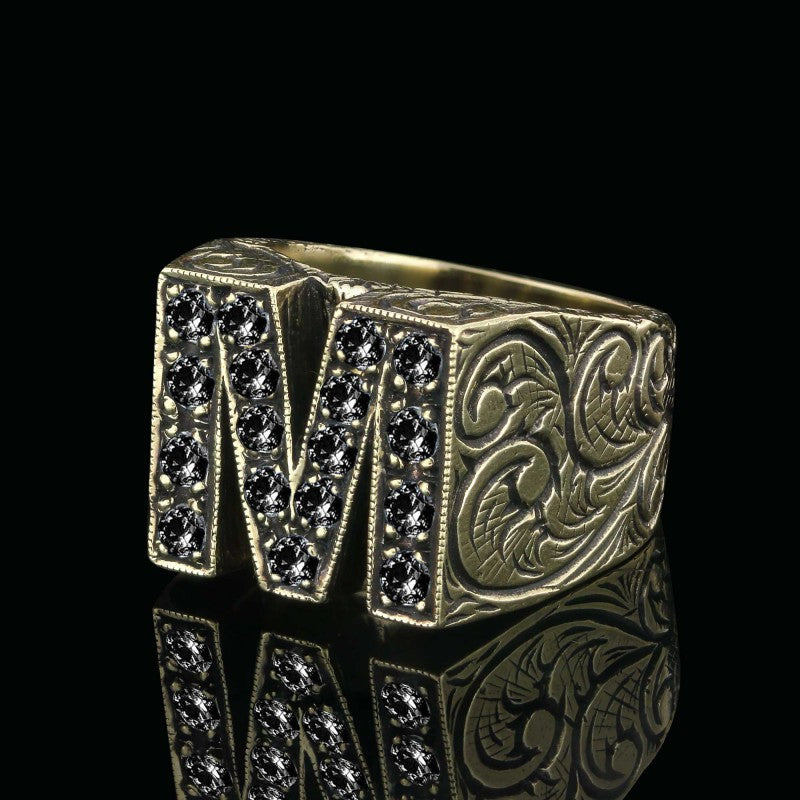 Special Design Sterling Silver Celtic Letter M Ring - view 3
