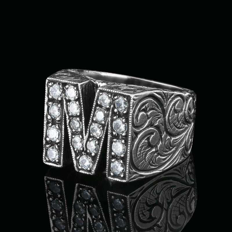 Special Design Sterling Silver Celtic Letter M Ring