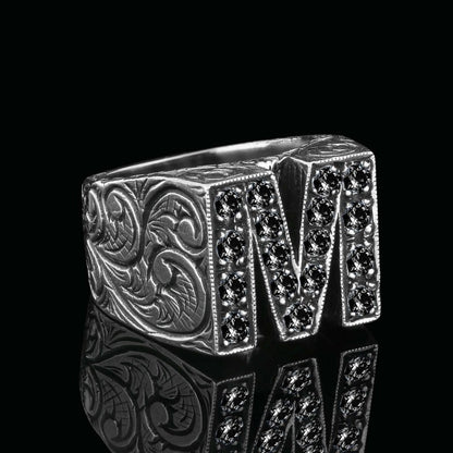 Special Design Sterling Silver Celtic Letter M Ring by SWISS PLUS - Letter Collection - view 6