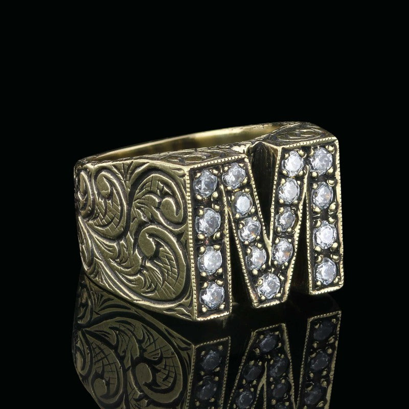 Special Design Sterling Silver Celtic Letter M Ring - view 7