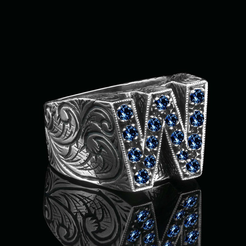925 Sterling Silver Celtic Design Letter W Ring by SWISS PLUS - Letter Collection - view 2