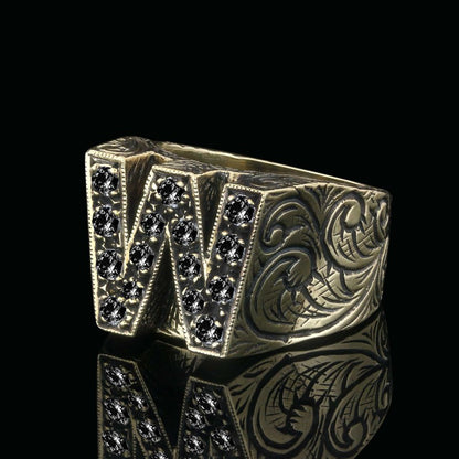 925 Sterling Silver Celtic Design Letter W Ring by SWISS PLUS - Letter Collection - view 3