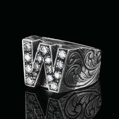 925 Sterling Silver Celtic Design Letter W Ring by SWISS PLUS - Letter Collection - view 4