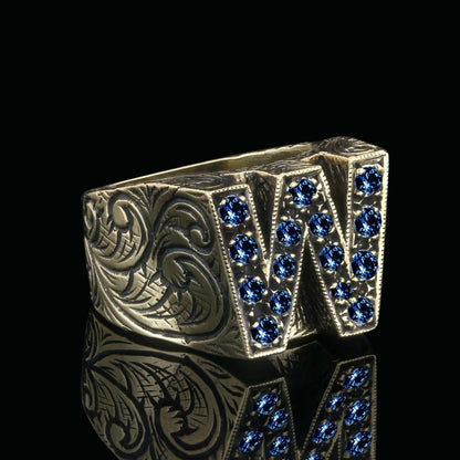 925 Sterling Silver Celtic Design Letter W Ring by SWISS PLUS - Letter Collection - view 5
