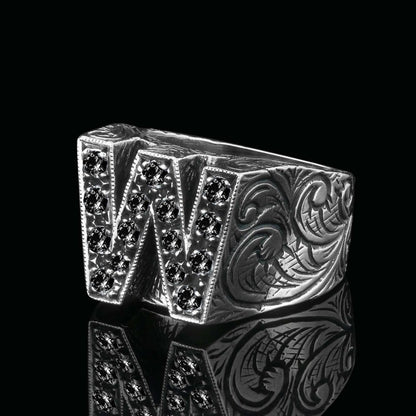 925 Sterling Silver Celtic Design Letter W Ring by SWISS PLUS - Letter Collection - view 6