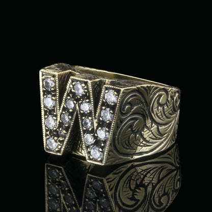 925 Sterling Silver Celtic Design Letter W Ring by SWISS PLUS - Letter Collection - view 7