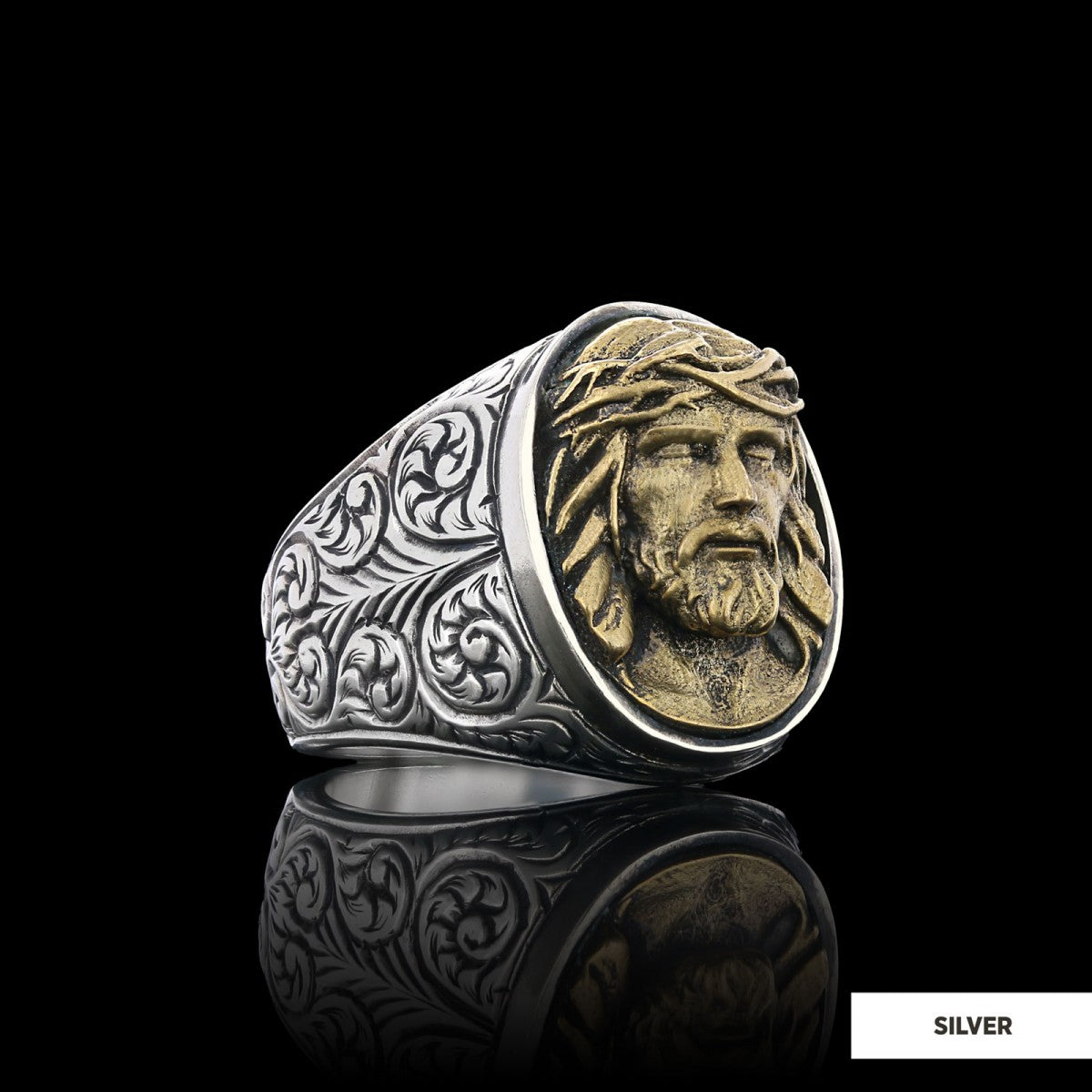Silver Christian Jesus Ring - view 3