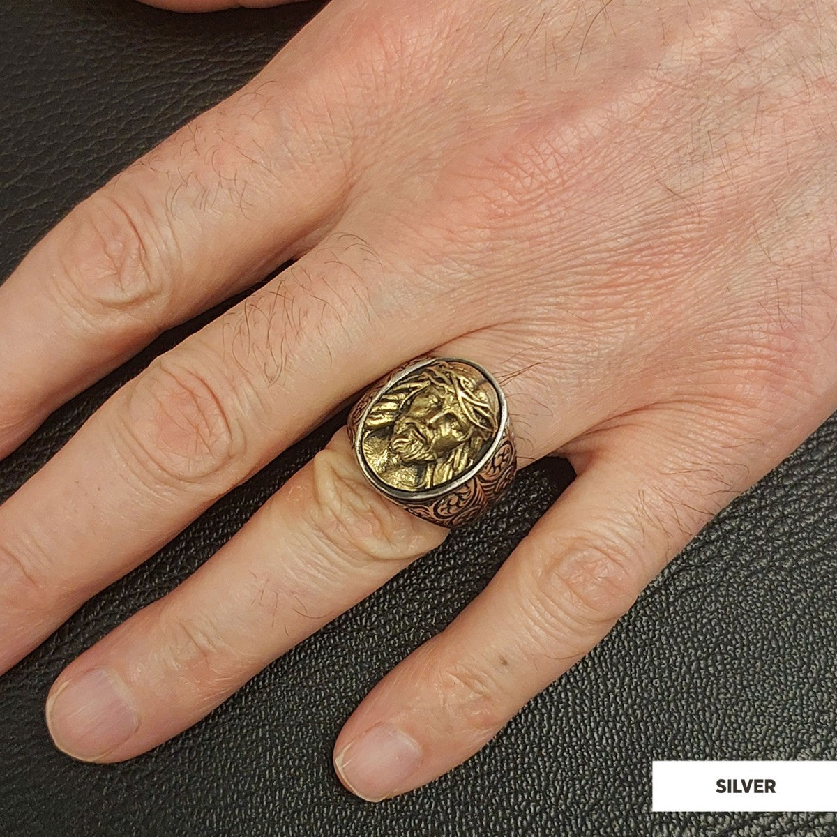 Silver Christian Jesus Ring - view 7