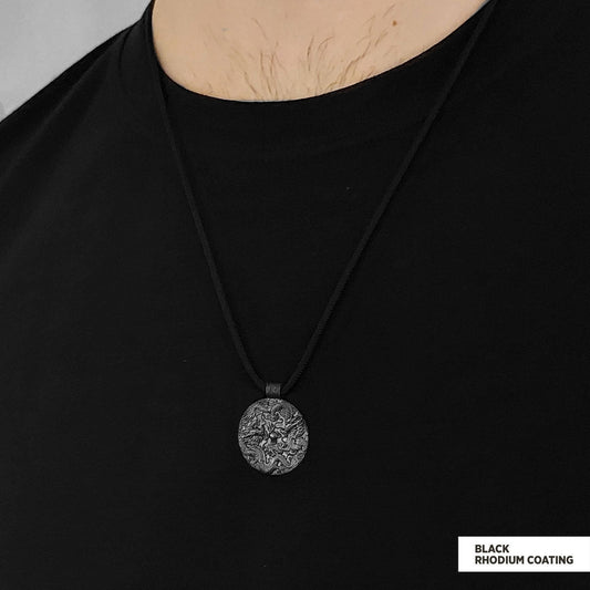 Silver Dragon Pendant Black Rhodium Coating-Cord
