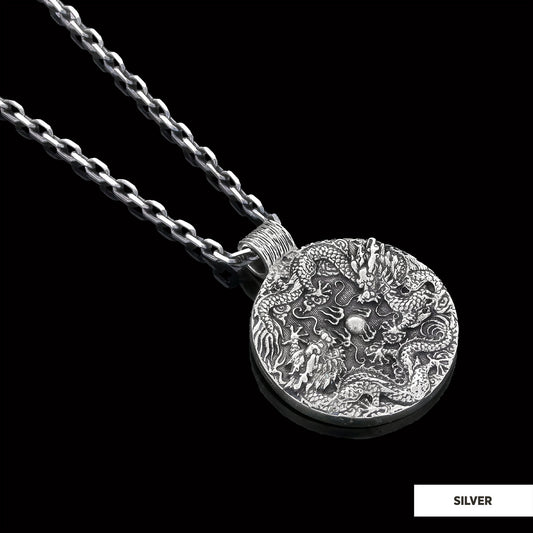 Silver Dragon Pendant Silver-Chain