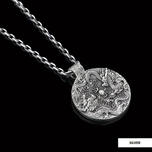 Silver Dragon Pendant Silver-Chain