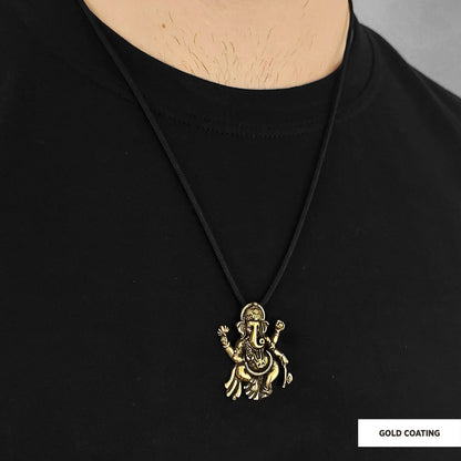 Silver Ganesha Pendant Gold Coating by SWISS PLUS - Unique Pendants & Cool Design Necklaces - view 2