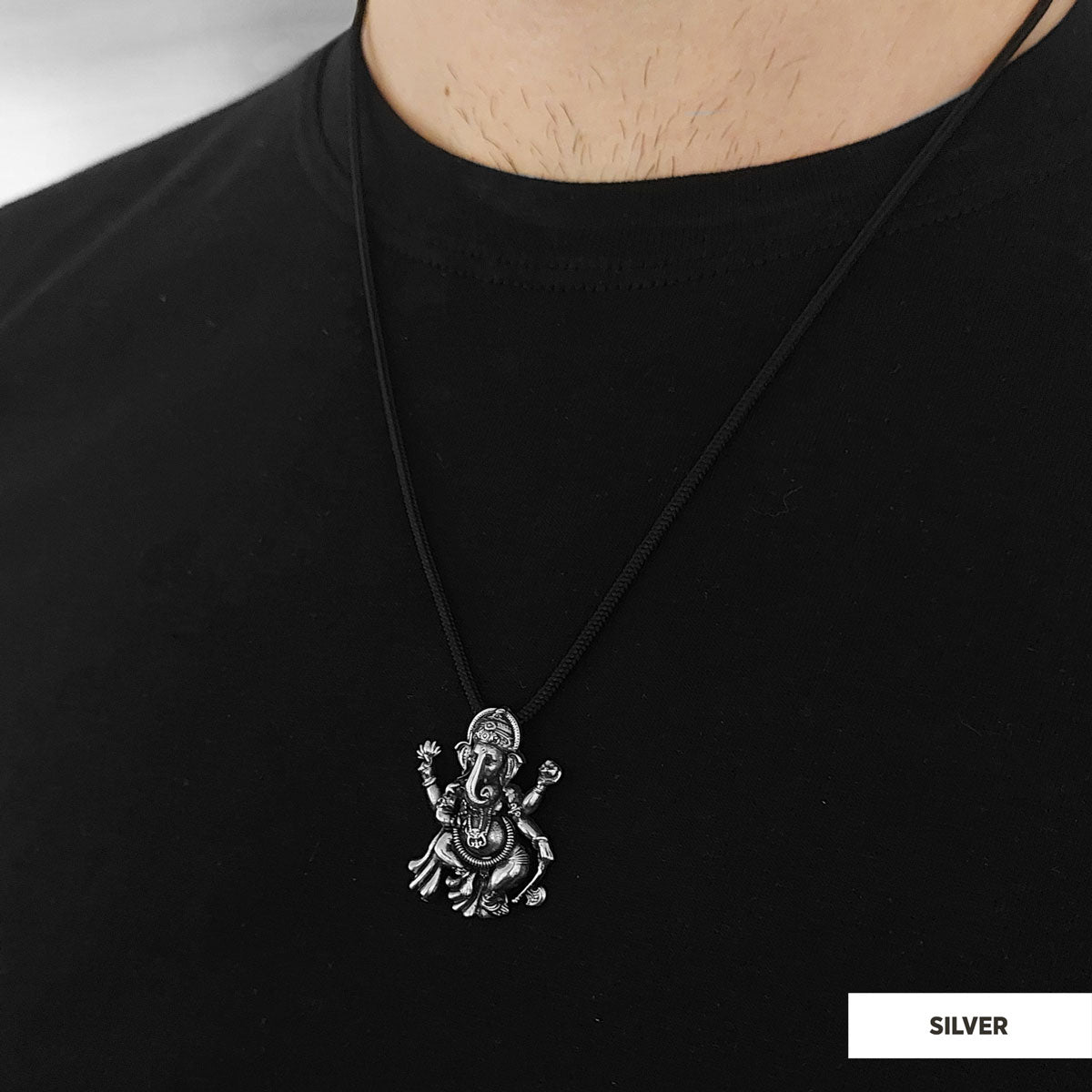 Silver Ganesha Pendant Silver by SWISS PLUS - Unique Pendants & Cool Design Necklaces - view 2