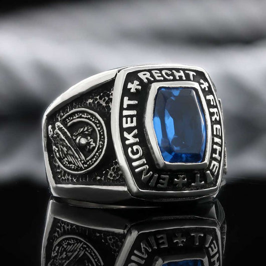 Silver Hand Made Einigkeit Recht Freiheit Germany Ring