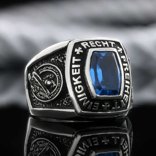 Silver Hand Made Einigkeit Recht Freiheit Germany Ring
