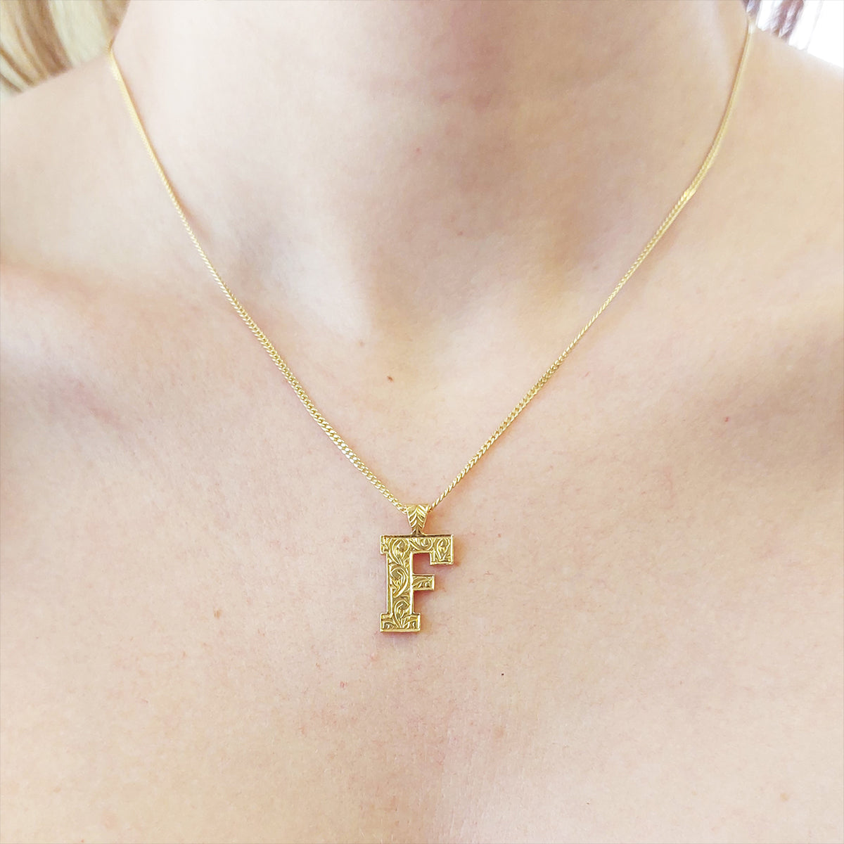 Silver Handmade Special Design Letter Monogram F Necklace - view 5