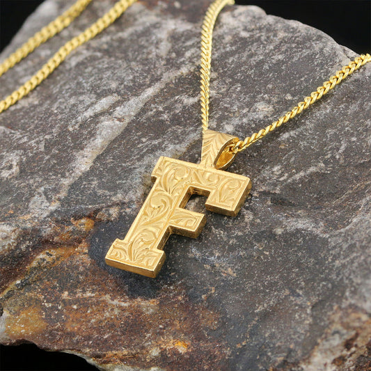 Silver Handmade Special Design Letter Monogram F Necklace - view 1