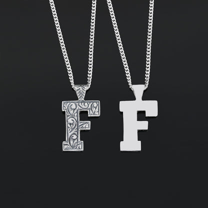 Silver Handmade Special Design Letter Monogram F Necklace by SWISS PLUS - Letter Collection - view 3