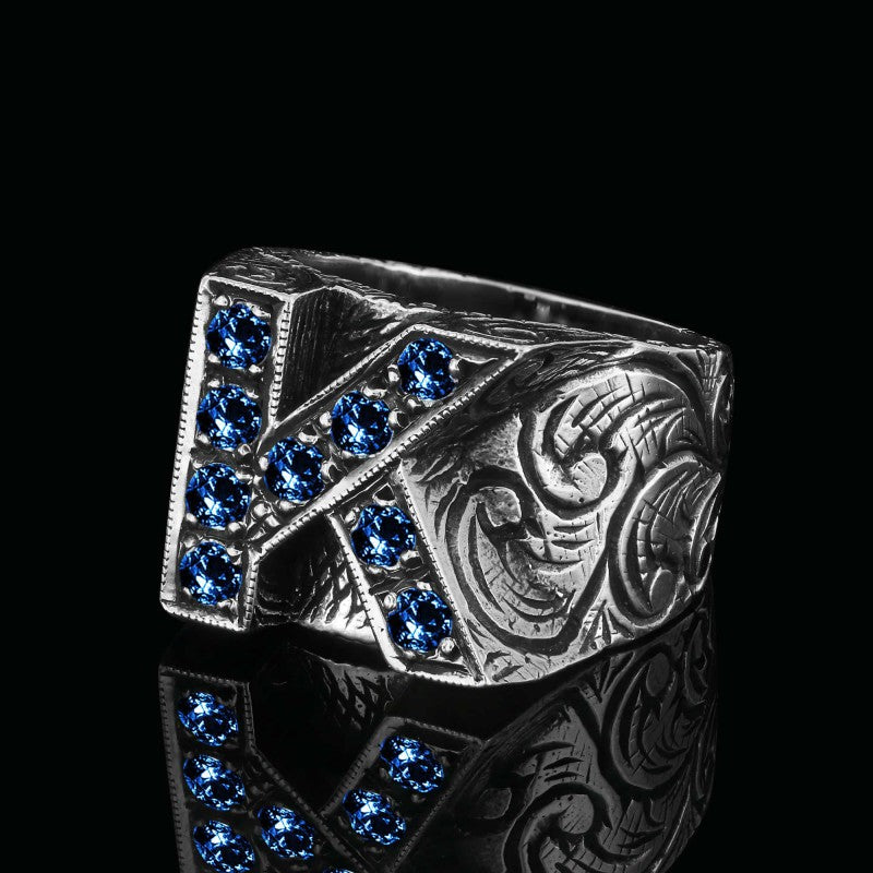 Unique Design 925 Sterling Silver Celtic Letter K Ring by SWISS PLUS - Letter Collection - view 2