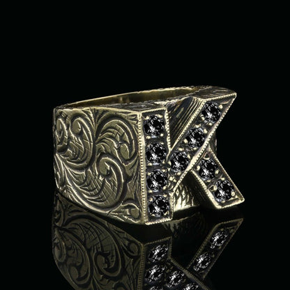 Unique Design 925 Sterling Silver Celtic Letter K Ring by SWISS PLUS - Letter Collection - view 3