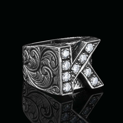 Unique Design 925 Sterling Silver Celtic Letter K Ring by SWISS PLUS - Letter Collection - view 4