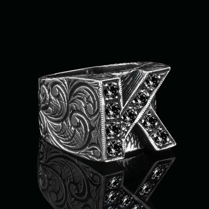 Unique Design 925 Sterling Silver Celtic Letter K Ring by SWISS PLUS - Letter Collection - view 6
