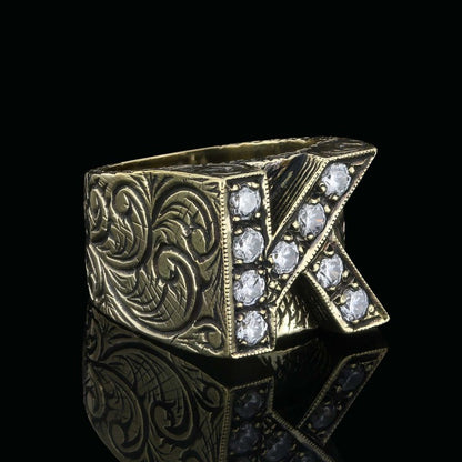 Unique Design 925 Sterling Silver Celtic Letter K Ring by SWISS PLUS - Letter Collection - view 7