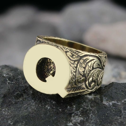 Special Design Celtic Silver Monogram Letter Q Ring - view 1