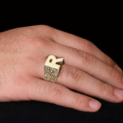 Silver Letter R Bold Alphabet Celtic Ring by SWISS PLUS - Letter Collection - view 3