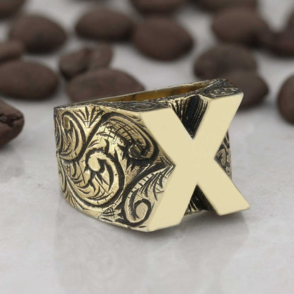 Handmade Silver Celtic Letter X Ring by SWISS PLUS - Letter Collection