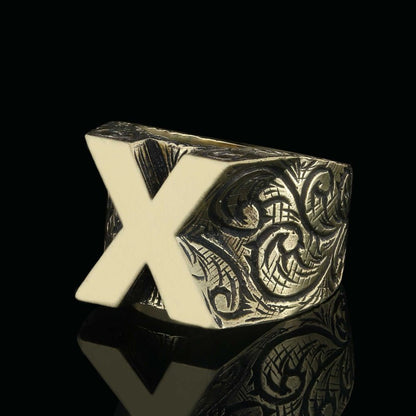 Handmade Silver Celtic Letter X Ring by SWISS PLUS - Letter Collection - view 2