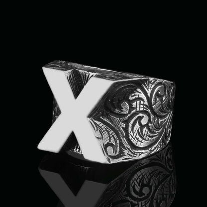 Handmade Silver Celtic Letter X Ring by SWISS PLUS - Letter Collection - view 4