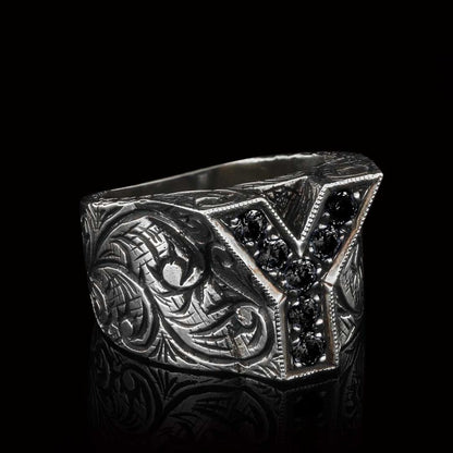 Silver Letter Y Alphabet Ring by SWISS PLUS - Letter Collection - view 6