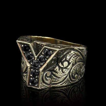Silver Letter Y Alphabet Ring by SWISS PLUS - Letter Collection - view 3