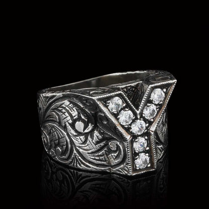 Silver Letter Y Alphabet Ring by SWISS PLUS - Letter Collection - view 4