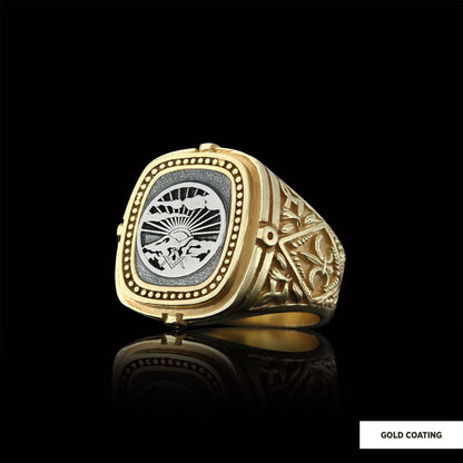 Silver Masonic Ring, Freemasonic Ring, Master Mason Ring, Elegant Masonic Ring by SWISS PLUS - Mason Collection - view 2