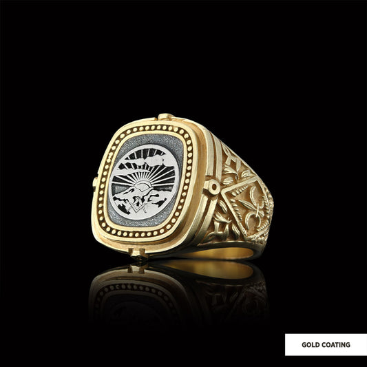 Silver Masonic Ring, Freemasonic Ring, Master Mason Ring, Elegant Masonic Ring - view 2