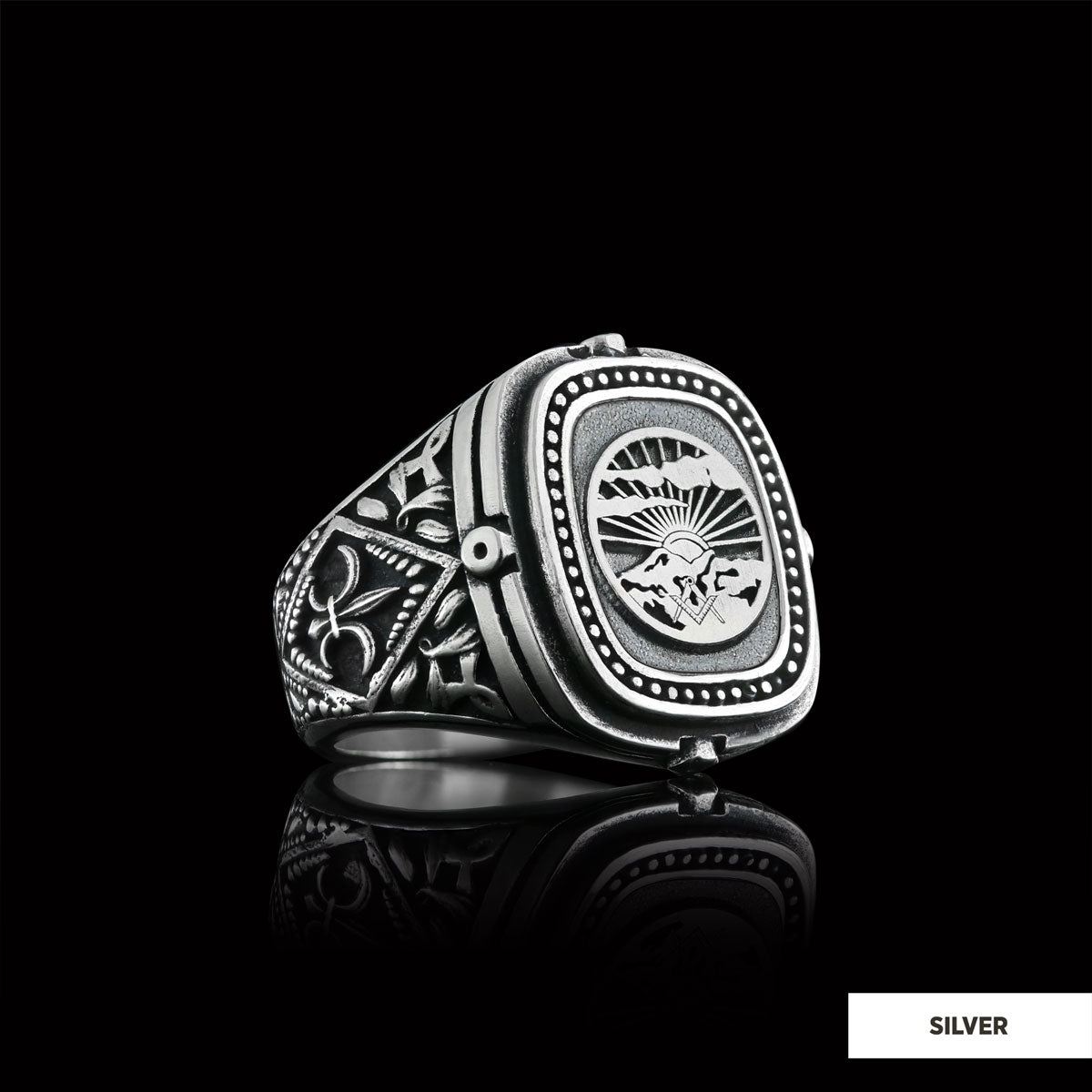 Silver Masonic Ring, Freemasonic Ring, Master Mason Ring, Elegant Masonic Ring - view 3