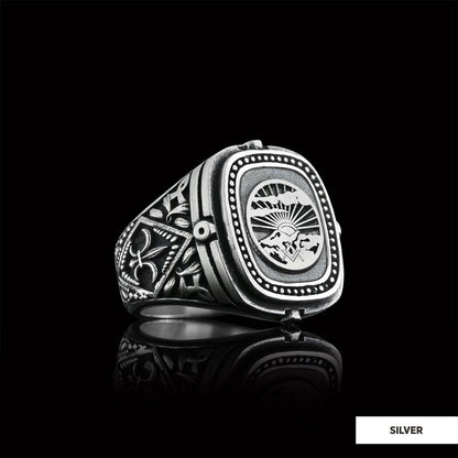 Silver Masonic Ring, Freemasonic Ring, Master Mason Ring, Elegant Masonic Ring by SWISS PLUS - Mason Collection - view 3