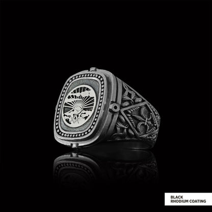 Silver Masonic Ring, Freemasonic Ring, Master Mason Ring, Elegant Masonic Ring by SWISS PLUS - Mason Collection - view 4